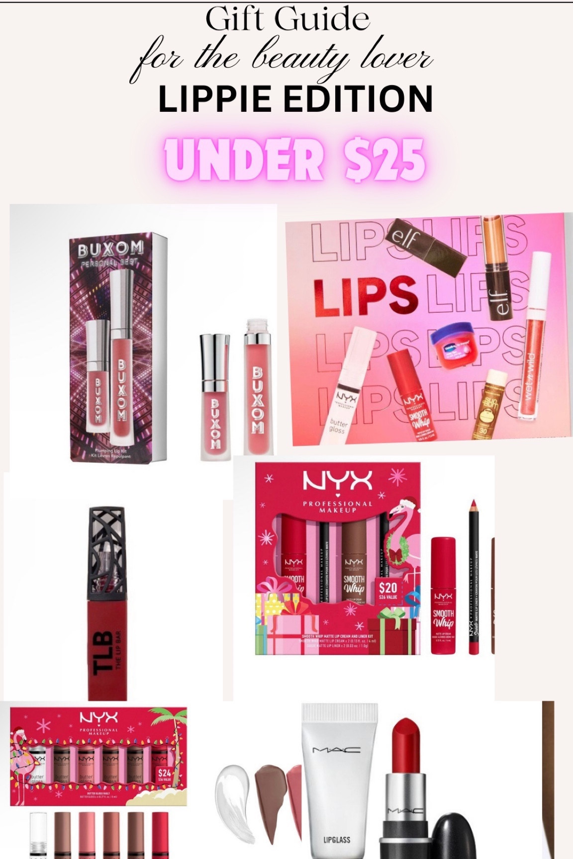 
Pucker up, beauties here’s a Beauty gift guide under $25.! 💋 Dive into my lip-lover's gift guide – where every shade, gloss, and balm becomes a sweet treat.


—————

Glossy
Lip-loving Treasures
Pout-perfect Picks
Beauty Must-haves
Pampering Balms
Lipstick Bliss
#LTKHoliday

#LTKfindsunder50 #LTKbeauty