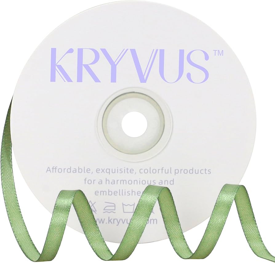 Sage Green Satin Ribbon 1/4 inch X Continuous 50 Yards, Single Face Polyester Ribbon Perfect for ... | Amazon (US)