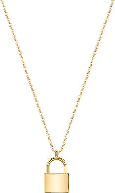 Mevecco Gold Dainty Initial Necklace Lock Necklace 18K Gold Plated Padlock Necklace Letter Neckla... | Amazon (US)