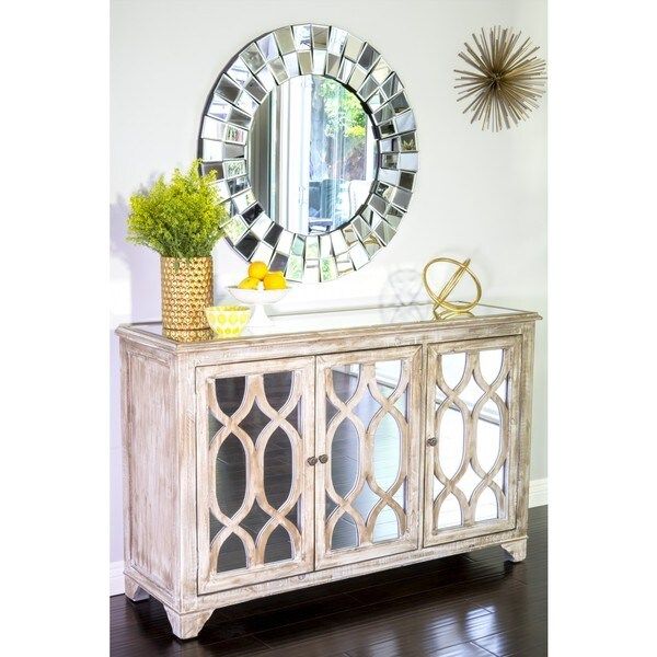 Statements By J Hannah Glass Buffet Console w/ 3 Doors, 32.5 Inch Tall | Bed Bath & Beyond