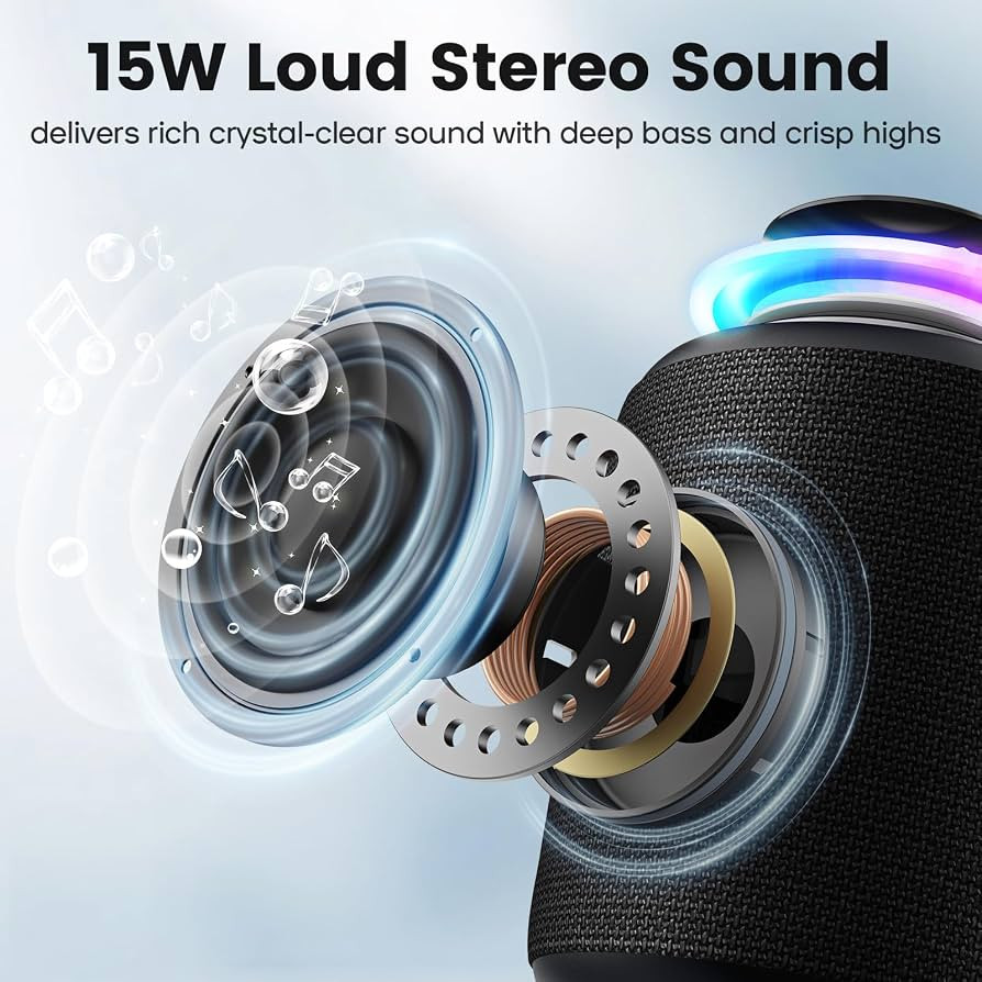 Bluetooth Speaker Wireless,IP67 Waterproof & Dustproof Portable Speaker with Lights,15W Loud Ster... | Amazon (US)