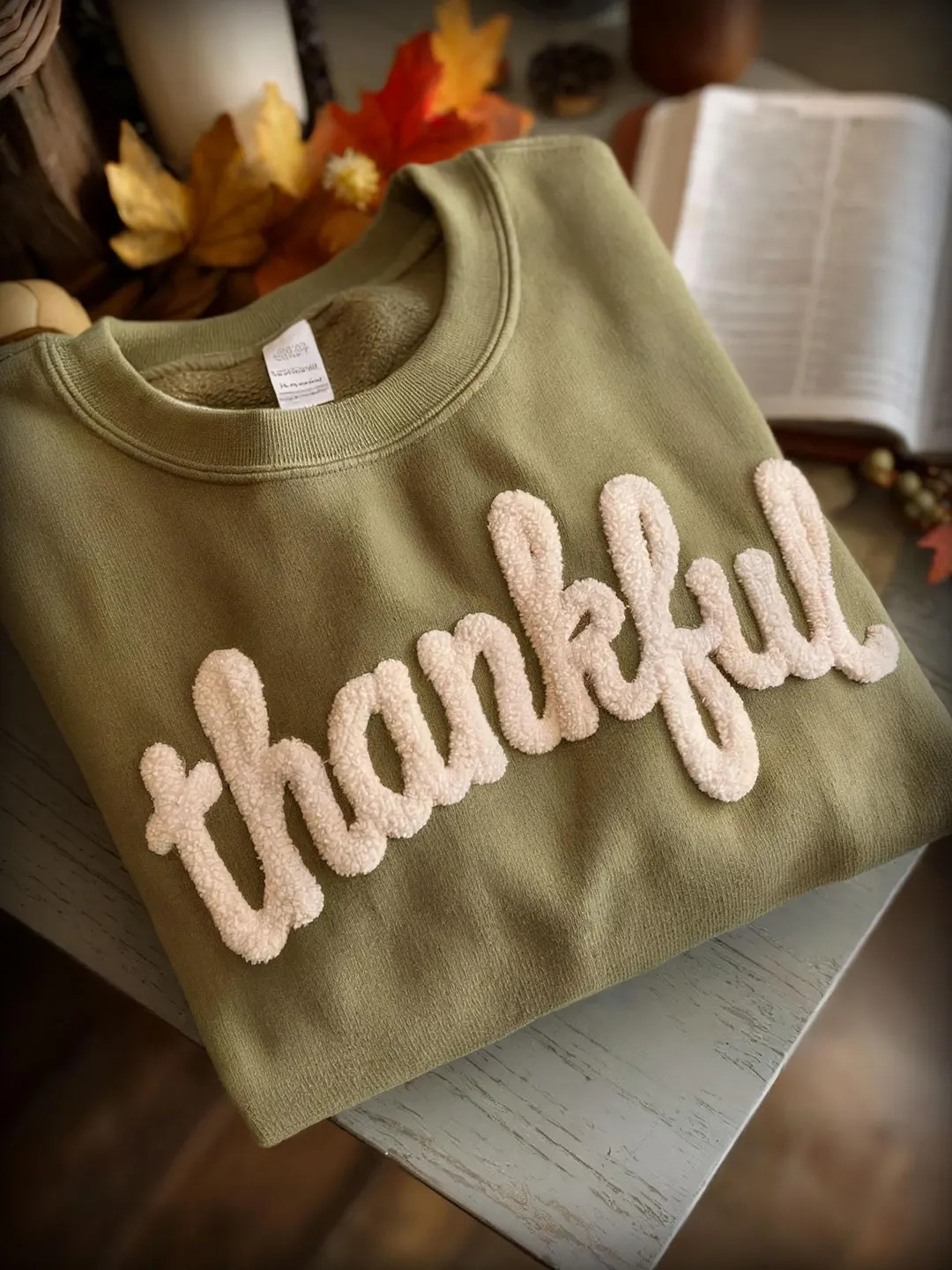 EMBROIDERED Sweatshirt THANKFUL Chenille YARN Sweatshirt Christian Gifts Custom Personalized Fall... | Etsy (US)