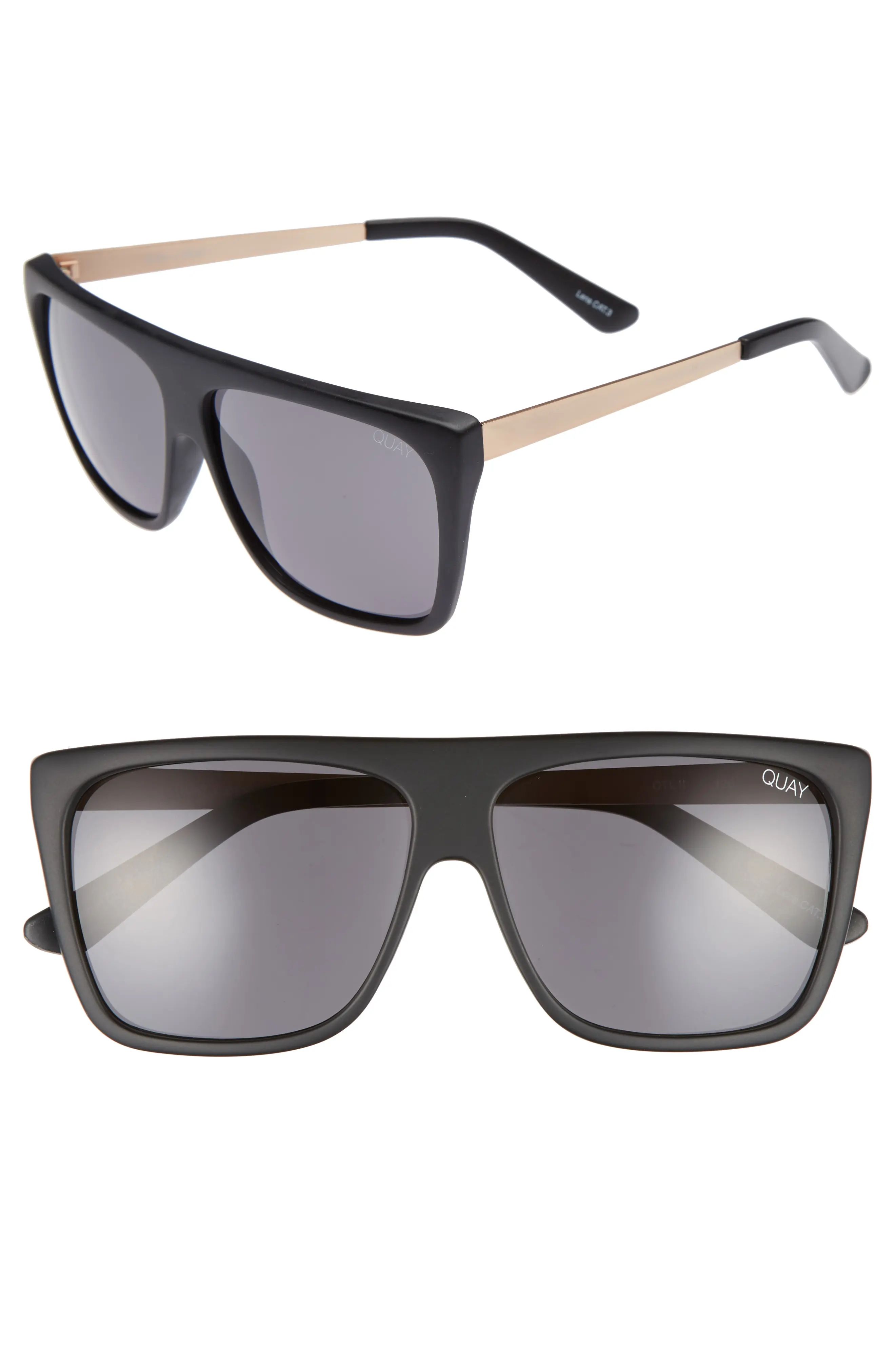 Women's Quay Australia X Desi Perkins On The Low 60Mm Square Sunglasses - Black/ Smoke | Nordstrom