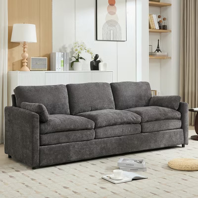 Cloud Sofa Set, Oversized Upholstered Couch with Double Cushions, Comfy Sectional Sofa Group for Living Room, Gray, 3 Seat-- Frevyn | Target