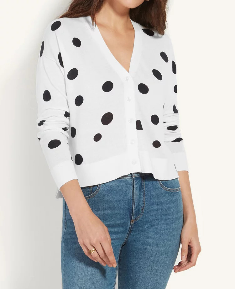 Polka Dot V-Neck Cardigan | Ann Taylor (US)