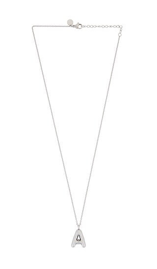 petit moments Bubble Initial Necklace in Metallic Silver. - size I | Revolve Clothing (Global)