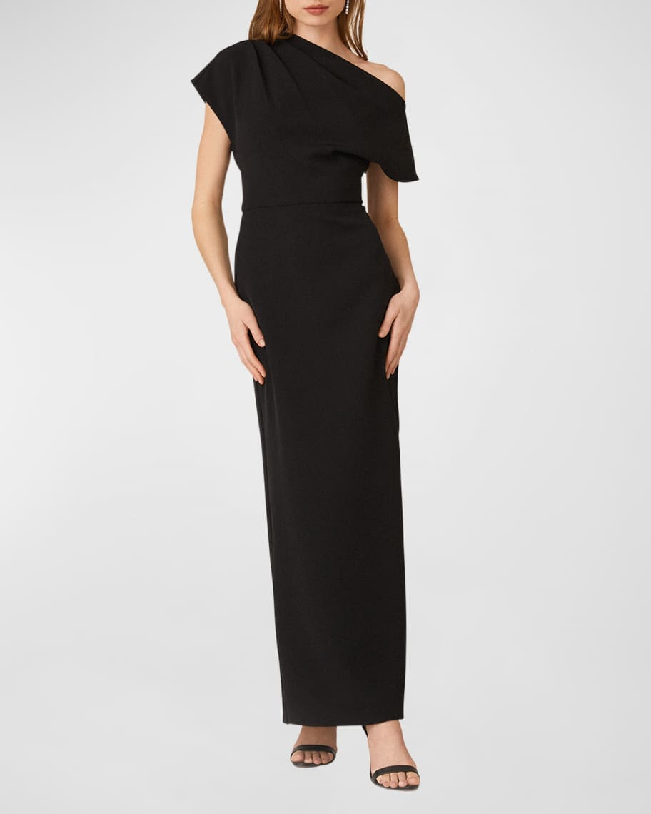 Shoshanna Pleated One-Shoulder Column Gown | Neiman Marcus