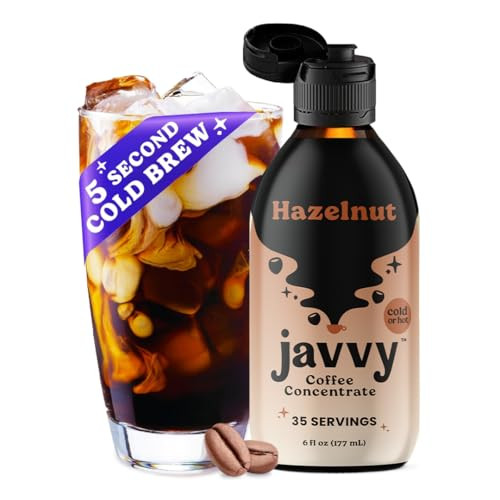 Javvy Coffee Concentrate - Cold Brew Coffee, Perfect for Hot or Iced Instant Coffees, Hot Drinks, Cold Brew Concentrate, 35 Servings (6 Fl Oz (Pack of 1), Hazelnut) | Amazon (US)