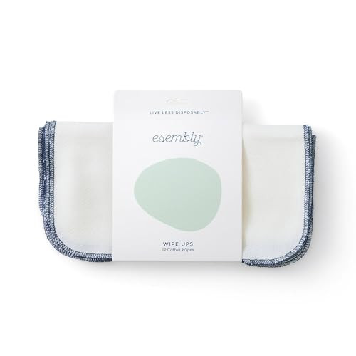 Esembly Wipe Ups, Organic Cotton Reusable Baby Wipes, Soft and Sturdy Washable Cloth Diaper Wipes, One Size, 12-pk | Amazon (US)
