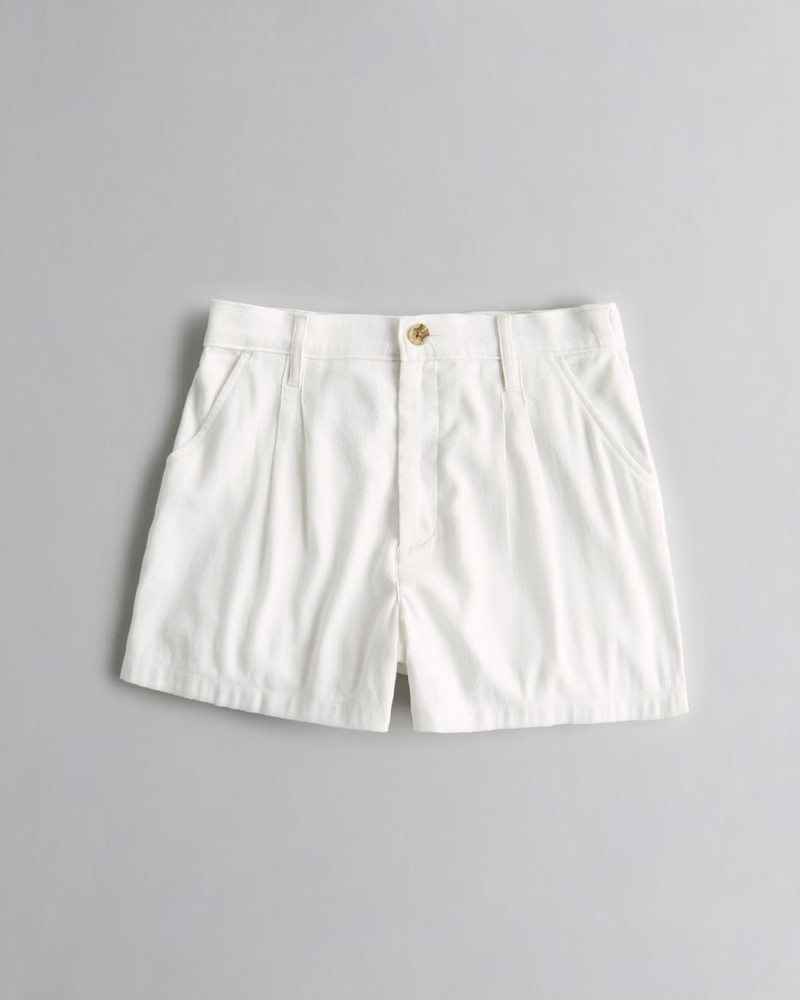 Ultra High-Rise Linen Blend Tailored Dad Shorts | Hollister (UK)