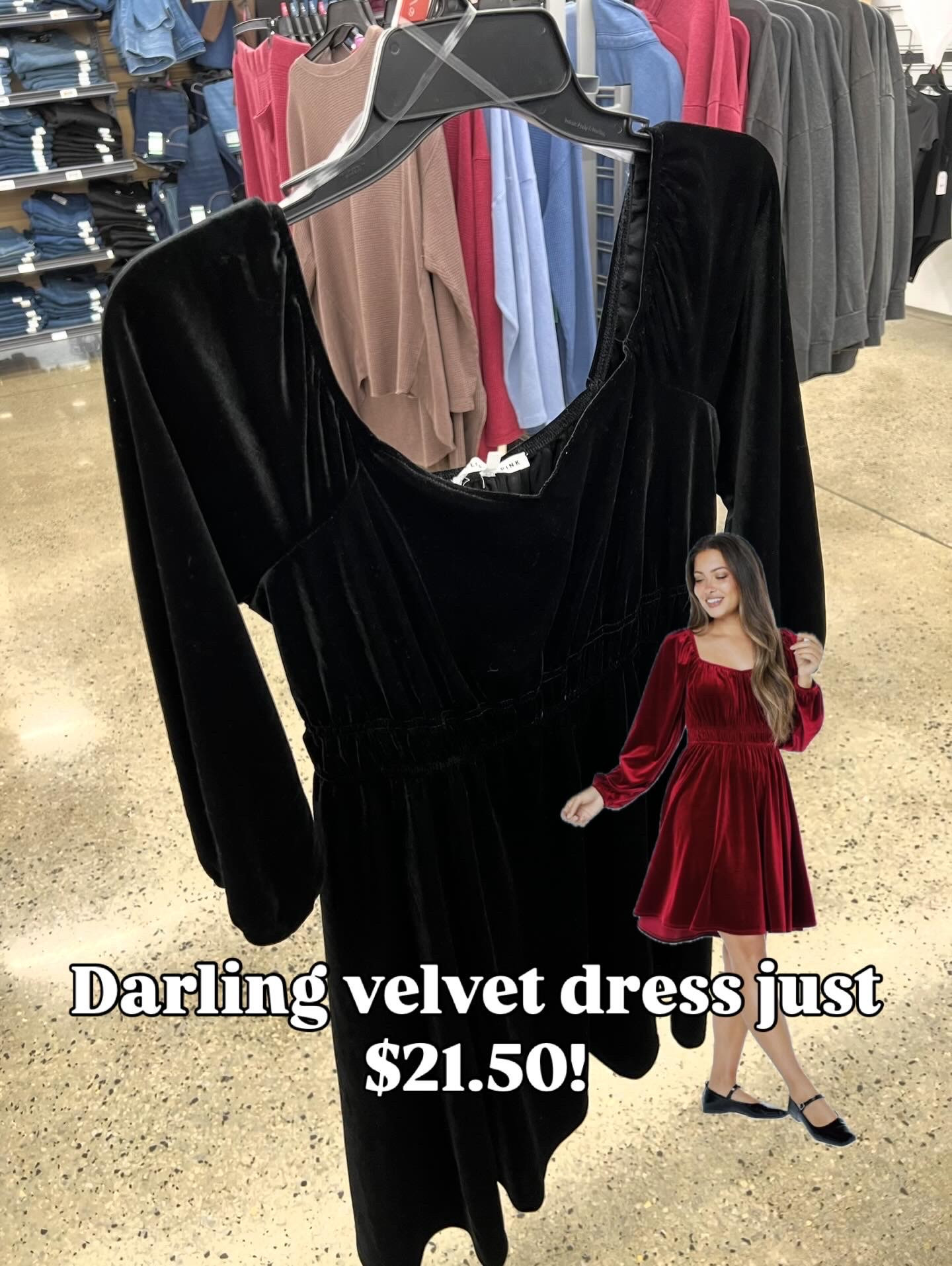 Velvet dress $21.50 on Walmart, it’s juniors sizing so go up one size. 

#LTKFindsUnder50 #LTKFindsUnder100 #LTKHoliday