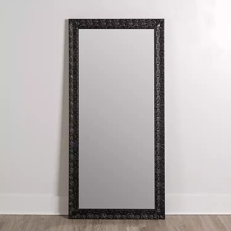 Black Ornate Wood Leaner Mirror | Kirklands