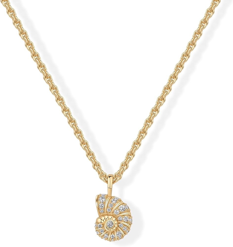 PAVOI 14K Gold Plated Dainty Statement Pendant Necklaces for Women - Hammered Circle Beachy Summe... | Amazon (US)