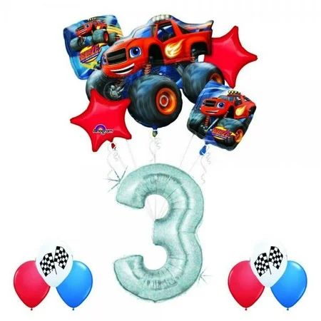 Blaze and the Monster Machines 3rd Birthday Balloon Decoration Kit | Walmart (US)