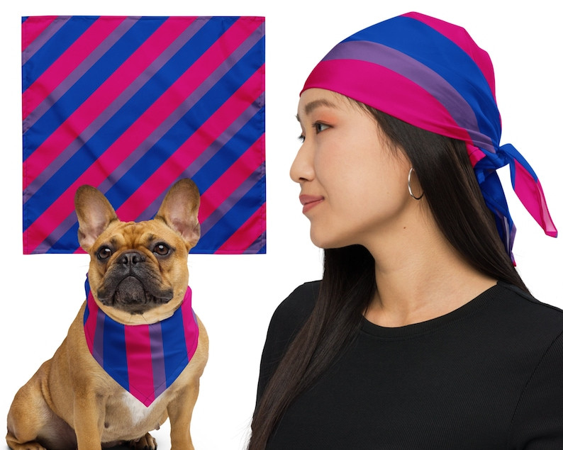 Square Bisexual Bandana, Bi Pride Scarf, Bisexual Pride Dog Bandana, Bisexual Flag Festival Head ... | Etsy (US)