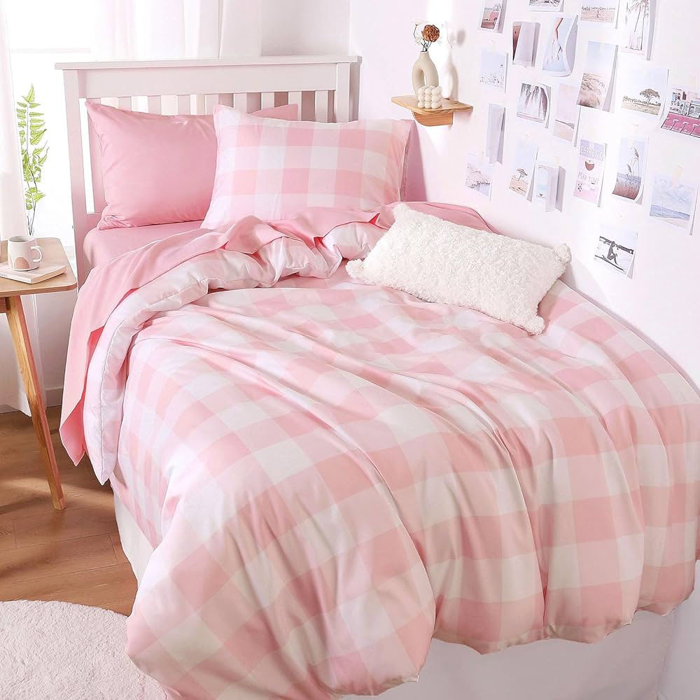 Wake In Cloud - Gingham Comforter Set, Plaid Buffalo Check Checkered Cottagecore Cute Geometric, ... | Amazon (US)