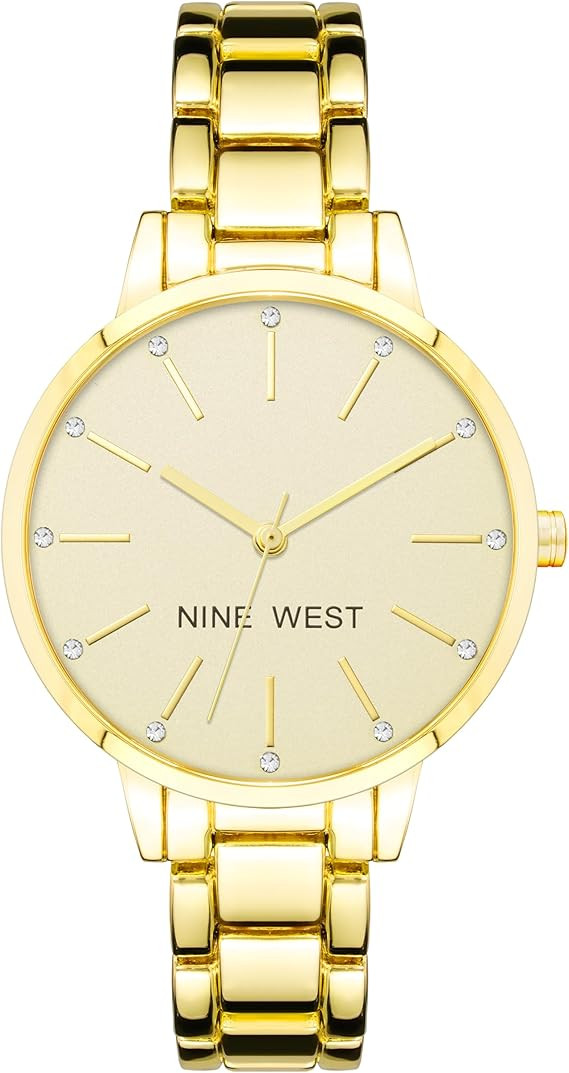 Nine West Women's Crystal Accented Bracelet Watch | Amazon (US)