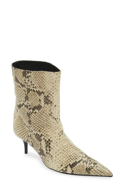 Schutz Frances Snakeskin Embossed Pointed Toe Bootie in Beige Snake at Nordstrom, Size 9.5 | Nordstrom