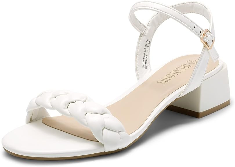 DREAM PAIRS Women's Low Heels for Women Braided Open Toe Ankle Strap Block Chunky Heel Sandals Ho... | Amazon (US)