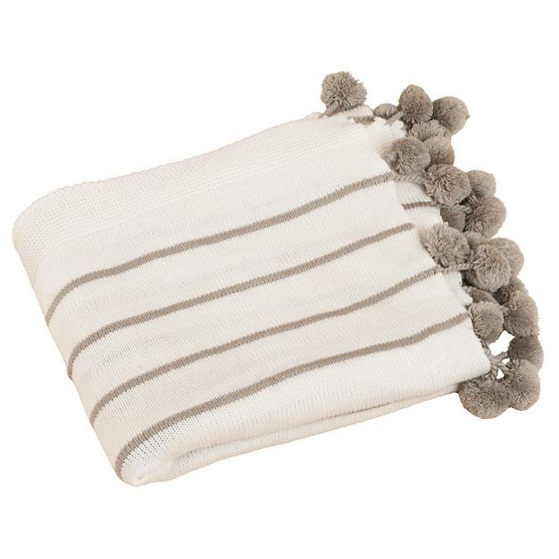 50&#34;x60&#34; Pom-Pom Design Throw Blanket Ivory - Saro Lifestyle | Target