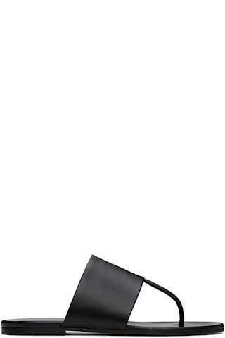 The Row - Black Signum Sandals | SSENSE