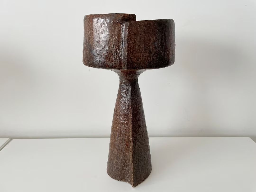 1950s brutalist / modernist ikebana pottery vase / vessel. made in Japan. Sofu Teshigahara | Etsy (US)