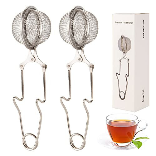 Snap Ball Tea Strainer, Exptolii 2 Pack Stainless Steel Tea Infuser Filter with Handle for Loose Leaf Tea, Spices, Seasonings | Amazon (US)