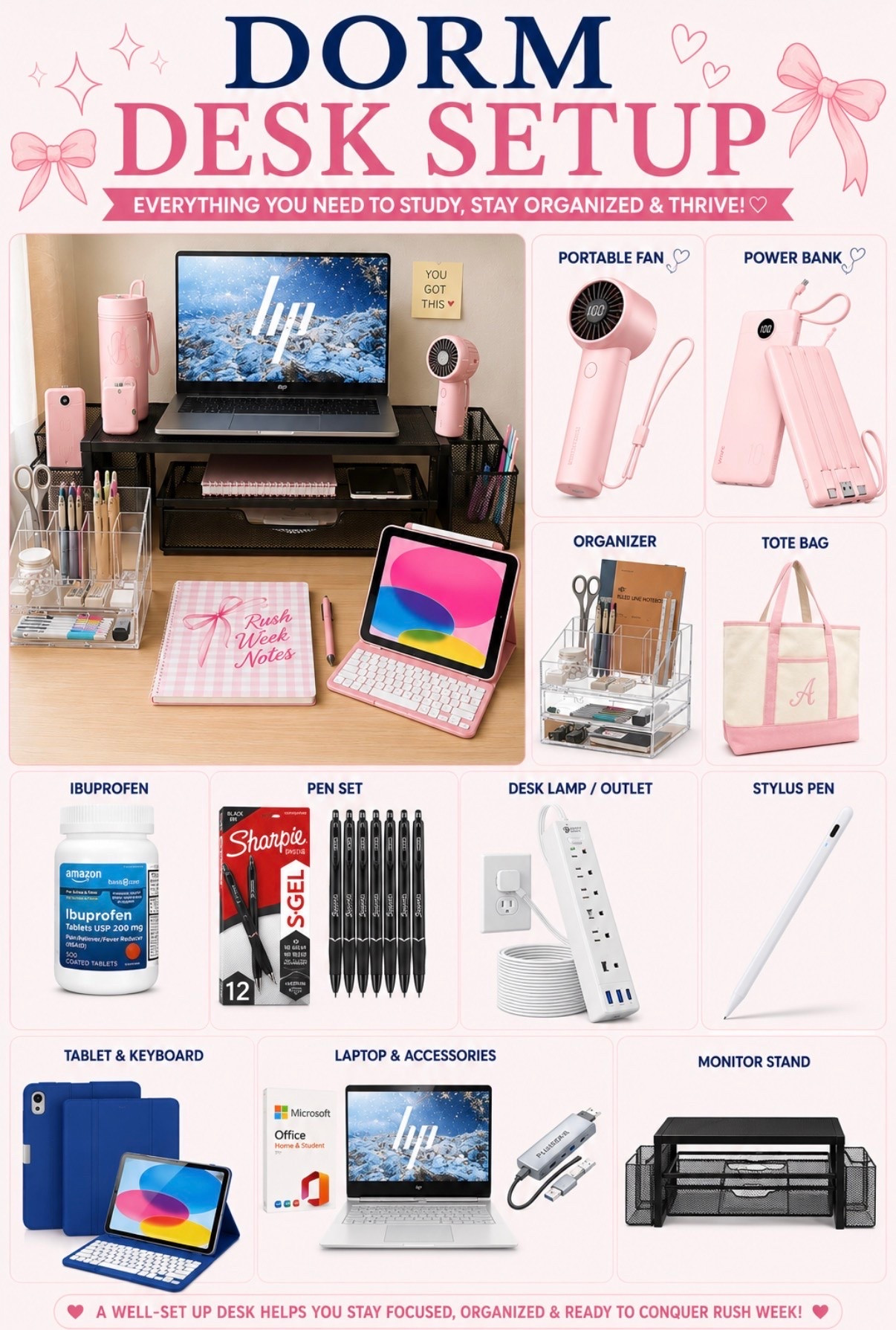 The right desk setup can make all the difference during Rush Week and beyond. 💗 From keeping your devices charged to staying organized and comfortable through long study sessions, these are the dorm desk essentials that help you stay focused, productive, and prepared for every class, chapter meeting, and late-night assignment.

✨ Save this list before move-in day so you don’t forget the essentials!

#DormDeskSetup #CollegeEssentials #DormRoomIdeas #studyspace #dorminspo

#LTKU #LTKmomlife #LTKHome