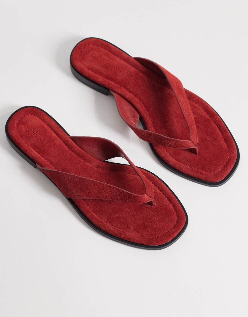 Nobody's Child real suede thong flat sandal in red | ASOS (Global)