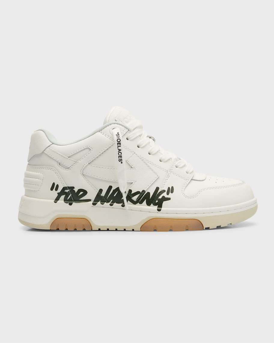 Off-White Out Of Office Script Leather Sneakers | Neiman Marcus