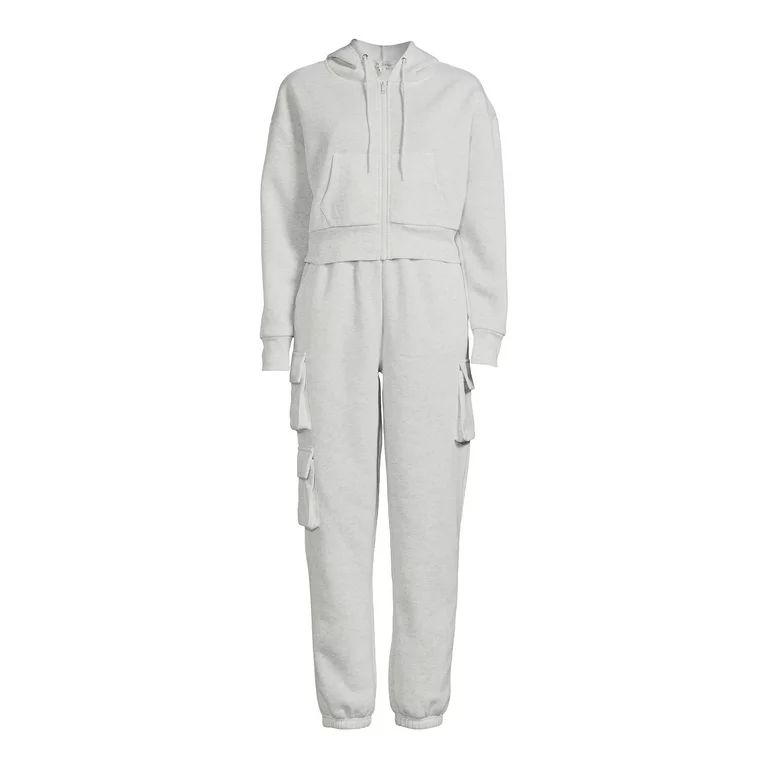 Liv & Lottie Juniors' Cropped Hoodie and Cargo Jogger Pants Set, 2-Piece | Walmart (US)
