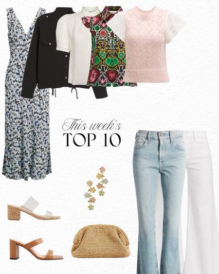 This week’s top 10 best sellers! Featuring so many great spring pieces that are currently on SALE! From the earrings, to both of the jeans, to the raffia clutch, and all 3 blouses… all of these items are on sale and landed on the best sellers list. I also added more sizing in the white jeans under suggested. 

#LTKsalealert #LTKover40 #LTKfindsunder100
