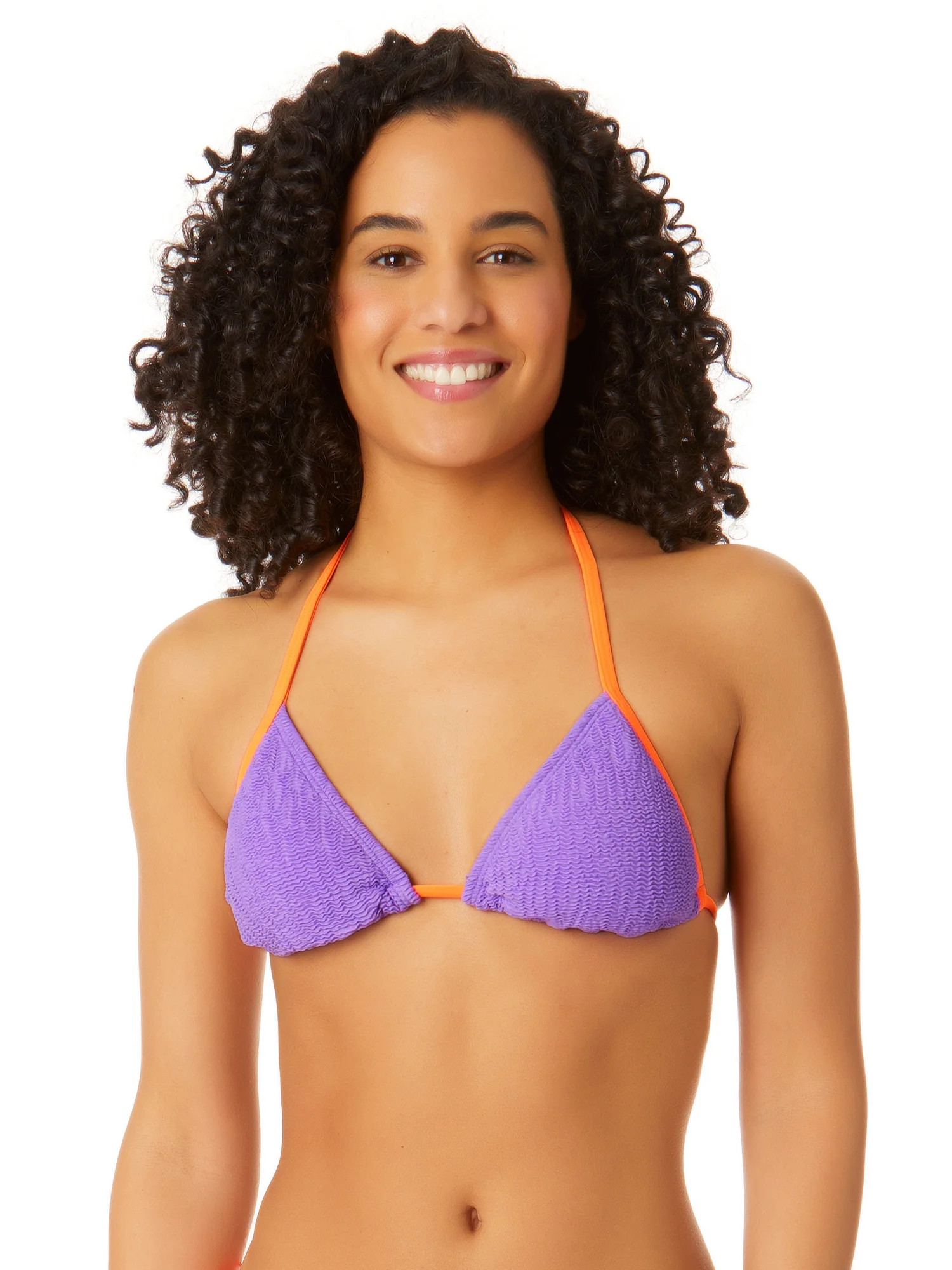 No Boundaries Juniors Tri Halter Tipped Swim Top | Walmart (US)