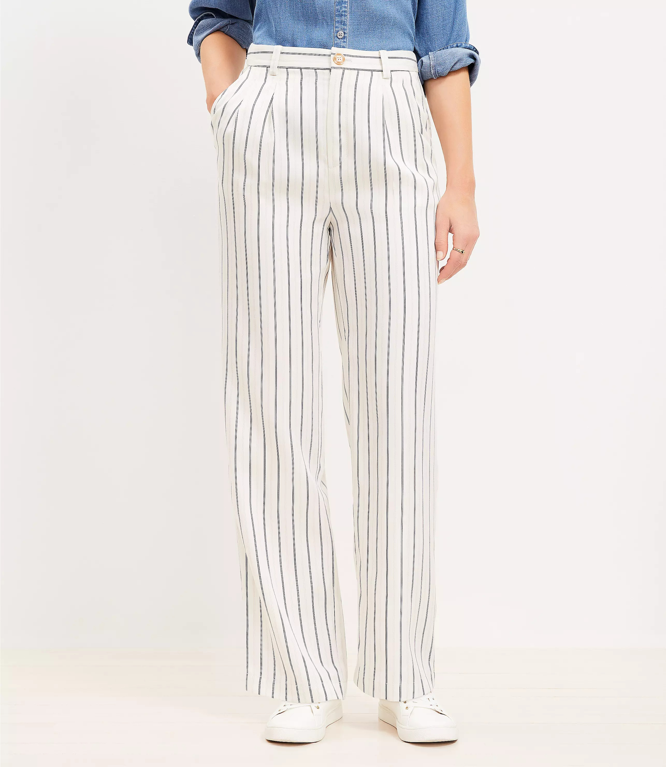 Emory Wide Leg Trousers in Stripe | LOFT
