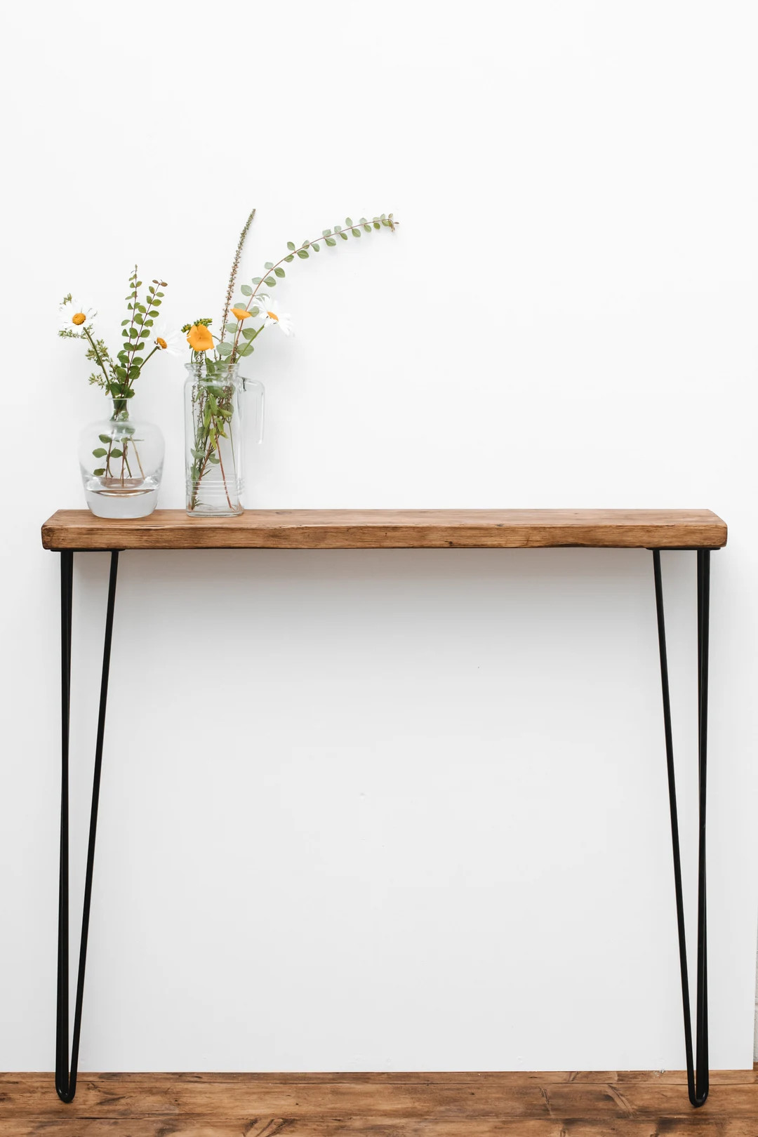 The Rustic Reclaimed Hairpin Console with BLACK Hairpin Legs - Radiator Shelf - Narrow Console Ta... | Etsy (UK)