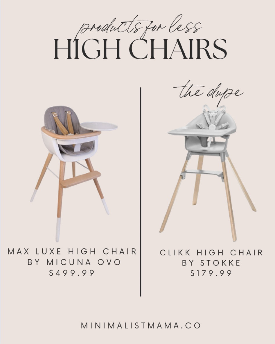 The Micuna Ovo Max Luxe High Chair is adorable and a perfect aesthetic high chair choice for your kitchen, however it is very pricey! A great high chair dupe is the Stokke Clikk High Chair. It gives you the same aesthetic outcome for a fraction of the price! 

High chair dupe, aesthetic high chair, neutral high chair, modern high chair, products for less, baby gear, neutral baby gear 

#LTKbaby #LTKkids #LTKhome