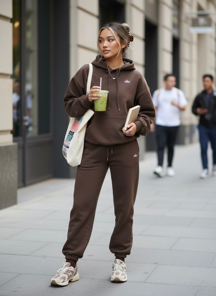 Effortless errand days call for a matching set that actually looks put together. Wearing this chocolate brown Alo hoodie and joggers in a size small — comfy enough for a matcha run, polished enough to wear out all day. This is my go-to casual outfit for walking around the city, travel days, and off-duty moments when I still want to look styled without trying. New Balance sneakers are a women’s size 8 and perfect for everyday wear. Save this look if you love elevated athleisure that works beyond the gym.

#LTKootd #LTKdayinmylife #LTKSeasonal