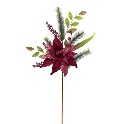 Burgundy Poinsettia Mixed Spray Stems. Set of Six | Frontgate