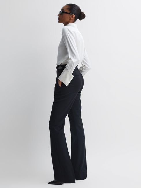 Reiss Black Haisley Tailored Flared Suit Trousers | Reiss DE