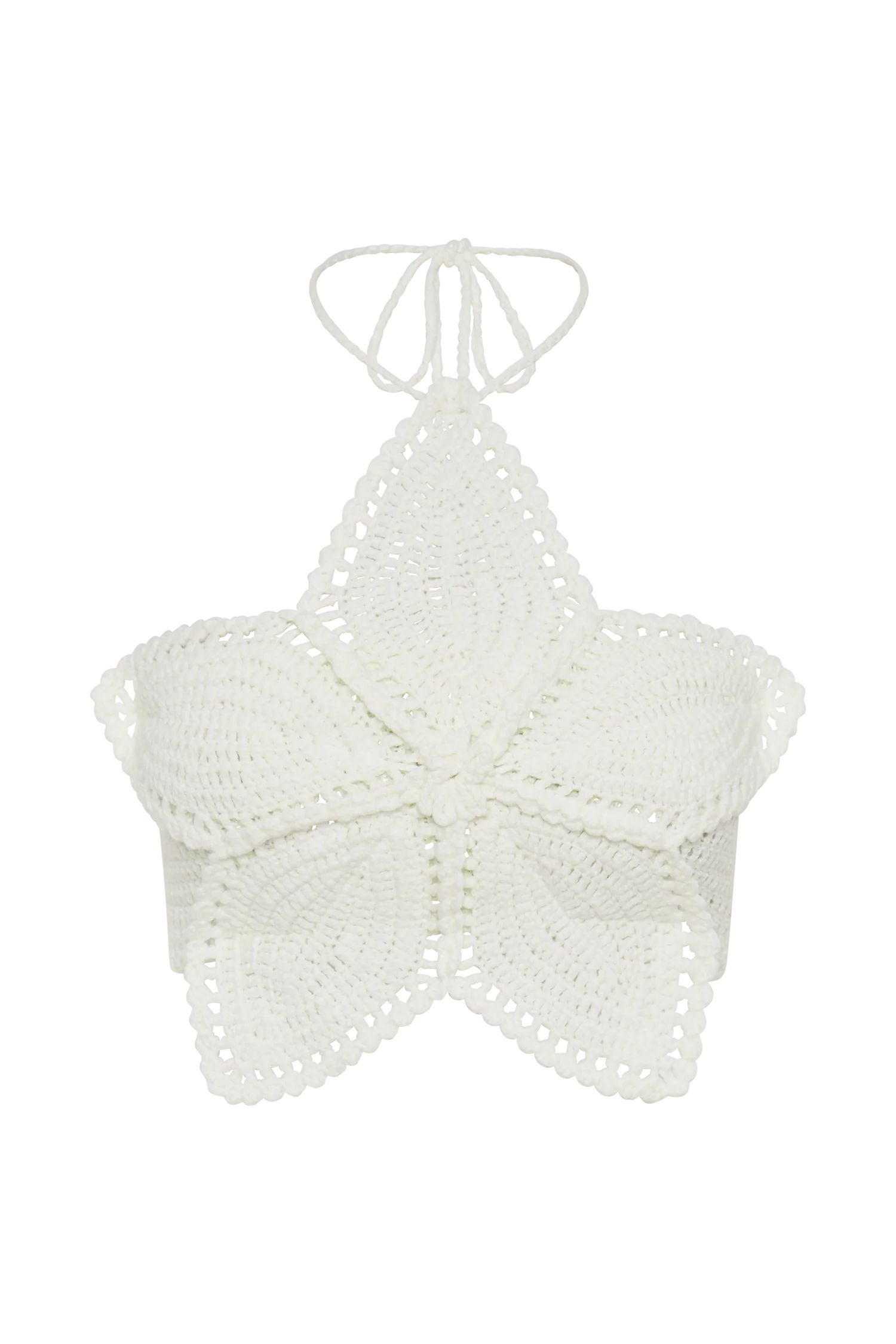 Bailey Floral Crochet Halter Top - Ivory | MESHKI US