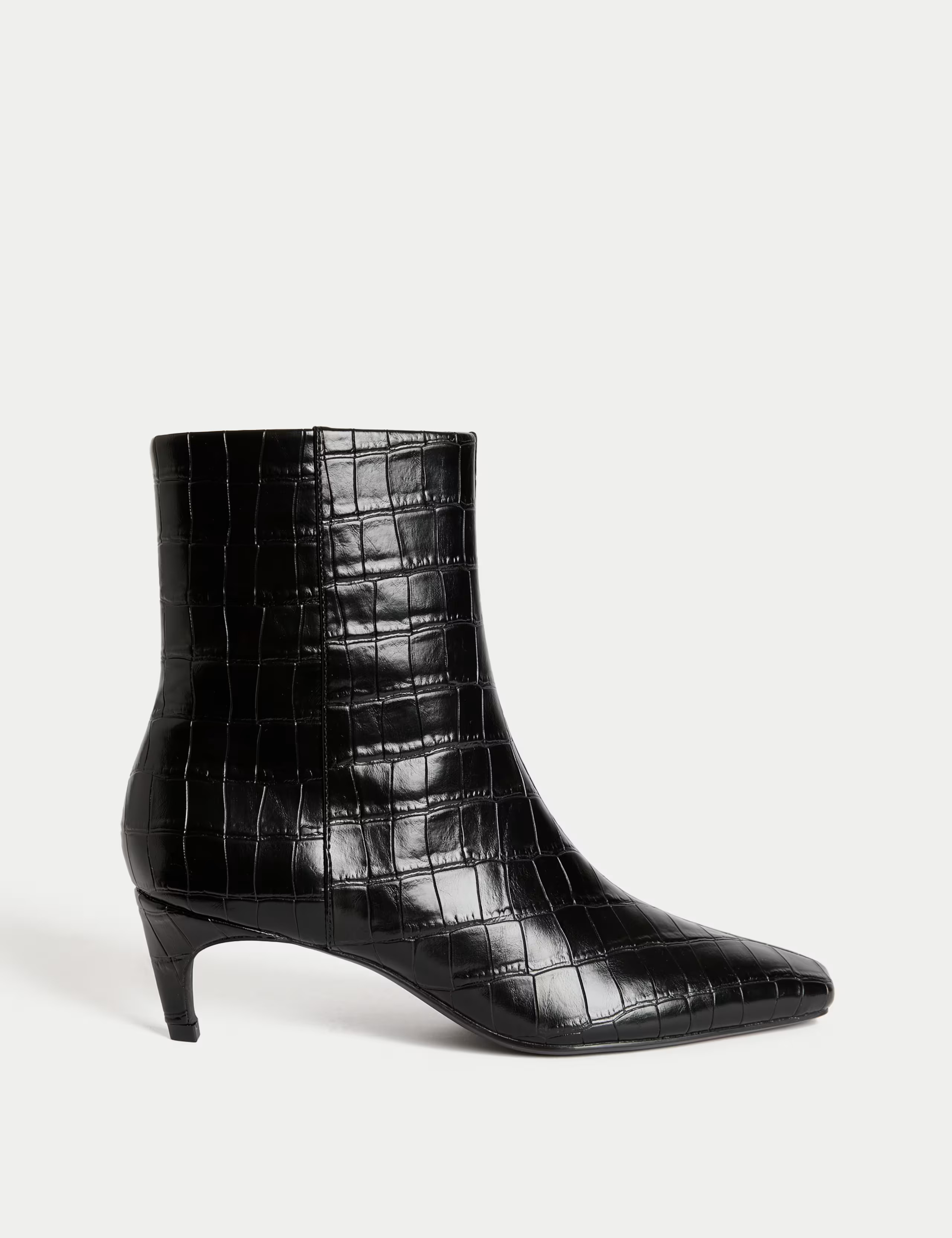 Croc Chisel Toe Kitten Heel Ankle Boots | Marks & Spencer (UK)