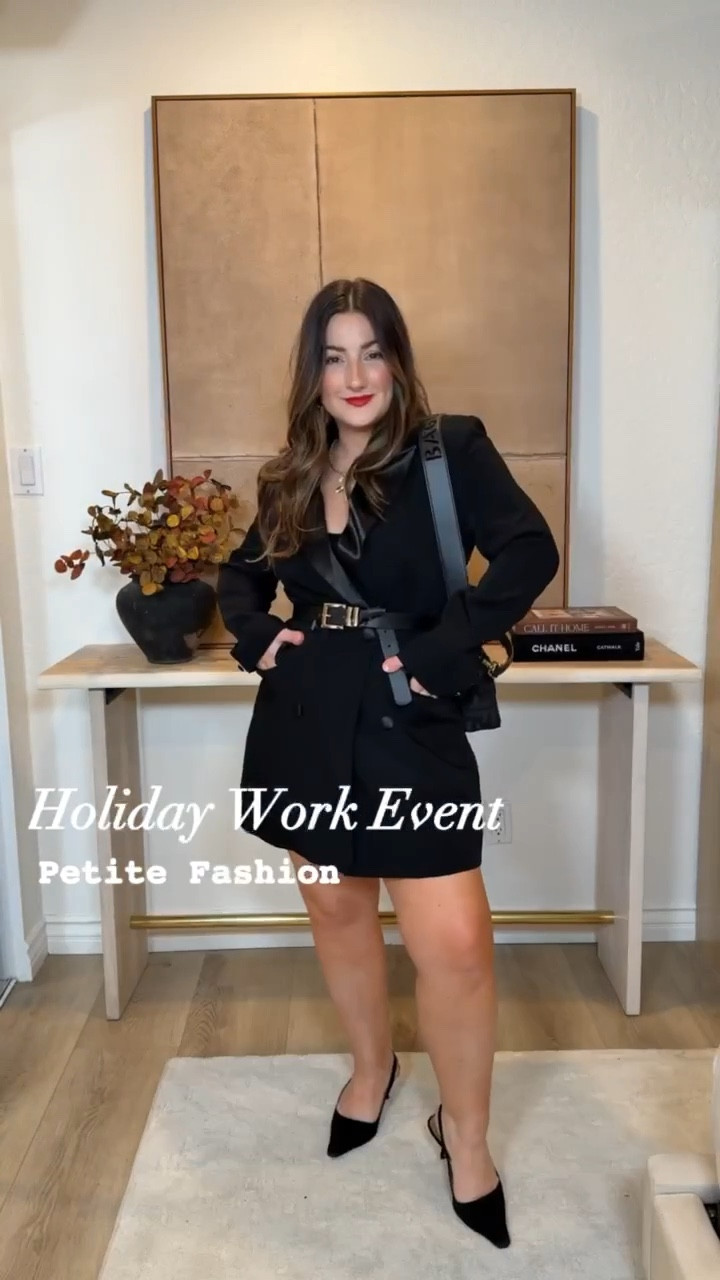 Styling what I'd wear to a holiday work event this season! 

Black blazer mini dress size medium 
Bodysuit size medium 
Kitten heels run tts 
Lipstick color: vermillion

You can use my codes for Cupshe: 
Mimi15 to enjoy 15% off sitewide on orders $65+ 
Mimi20 to enjoy 20% off sitewide on orders $109+ 

Petite fashion, holiday style, workwear 

#LTKWatchNow #LTKHoliday #LTKWorkwear