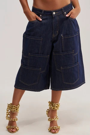 AKIRA Pockets All Over Denim Culotte | Size 1X | AKIRA