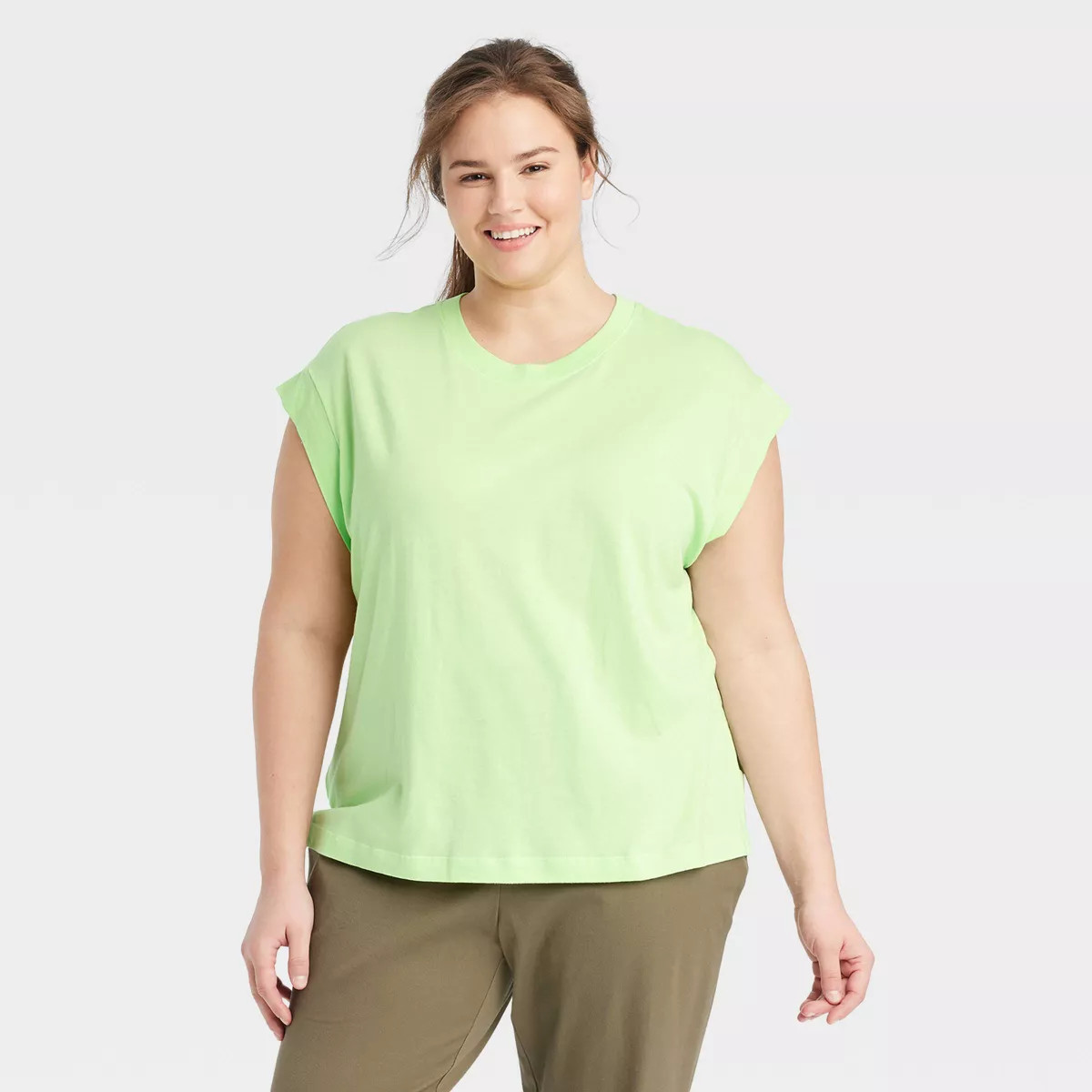 Women's Extended Shoulder T-Shirt - A New Day™ Lime XXL | Target