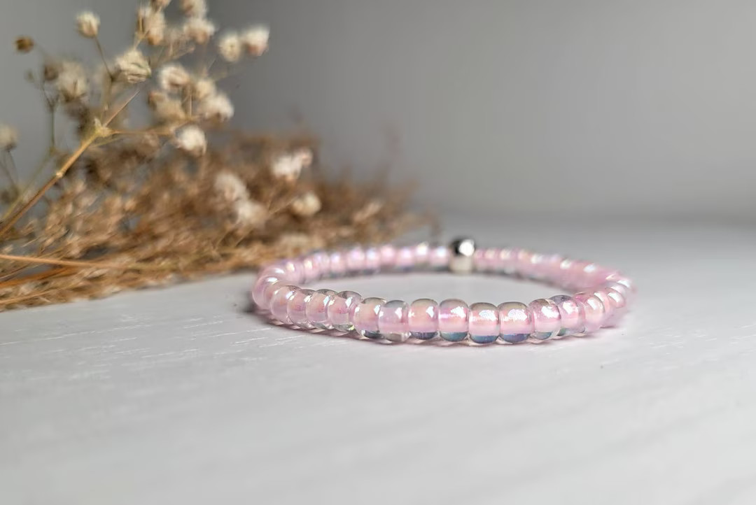 Light Pink Bracelet | Spring | Easter | Baby Bracelet | Mama and Me | Clasp Bracelet | Stretch Br... | Etsy (US)