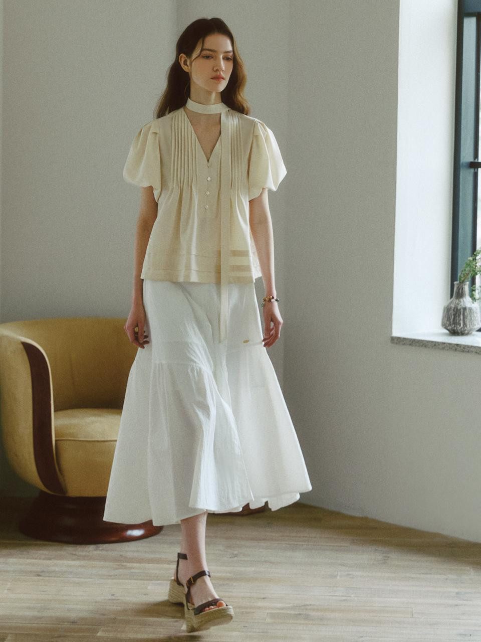 Unbalanced-Hem Tiered Flare Skirt | W Concept (US)