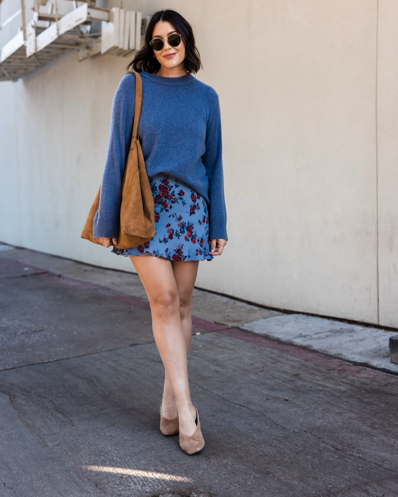 One of my favorite looks recently 💙

My @OneQuince sweater is back in stock! I’m in the medium. 

I’m in the large of the skirt for length , otherwise TTS.