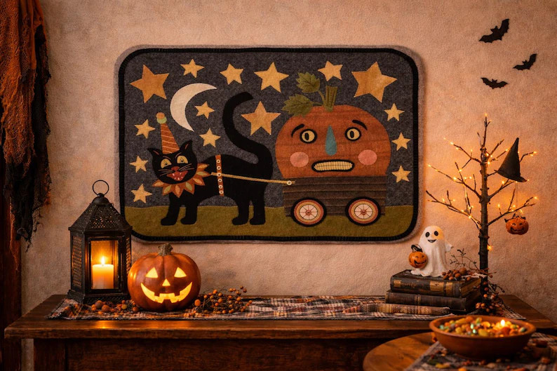 Halloween Hijinks wool applique kit Includes pattern | Etsy (Global)