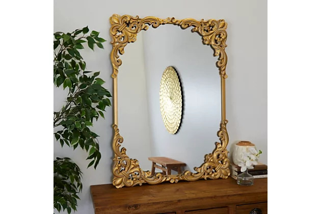 Bayberry Lane Gold Wood Traditional Wall Mirror, 30" x 2" x 41" | Ashley