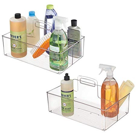 mDesign Plastic Portable Storage Organizer Caddy Tote, Divided Bin, Handle for Bathroom, Kitchen ... | Amazon (US)